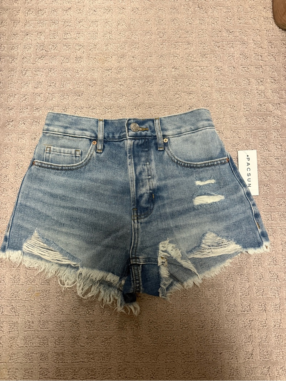 PacSun Light Wash Distressed Denim Cutoff Shorts